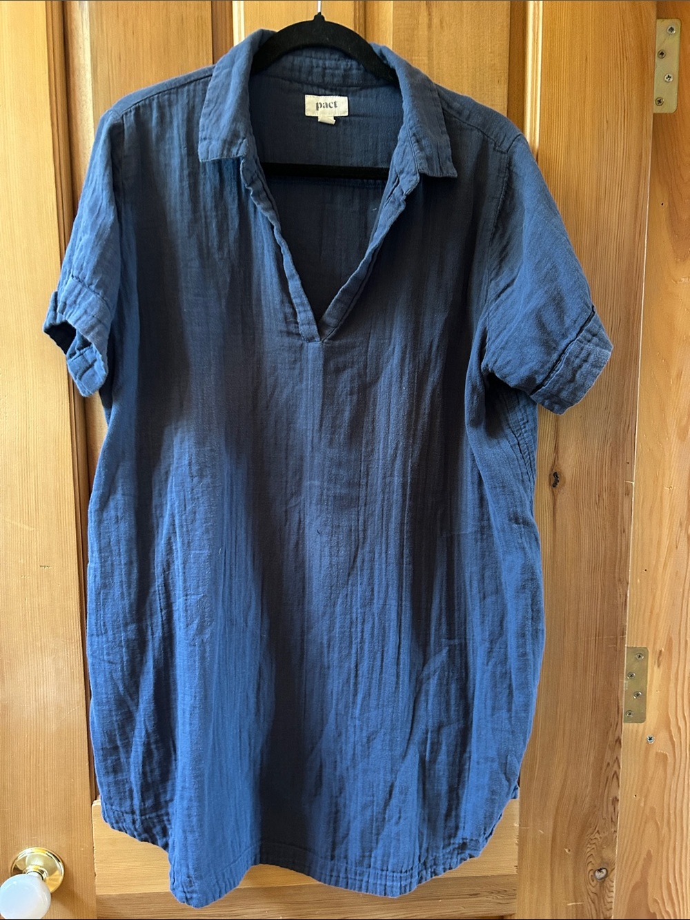 Pact Navy Blue Short-Sleeve Tunic Top
